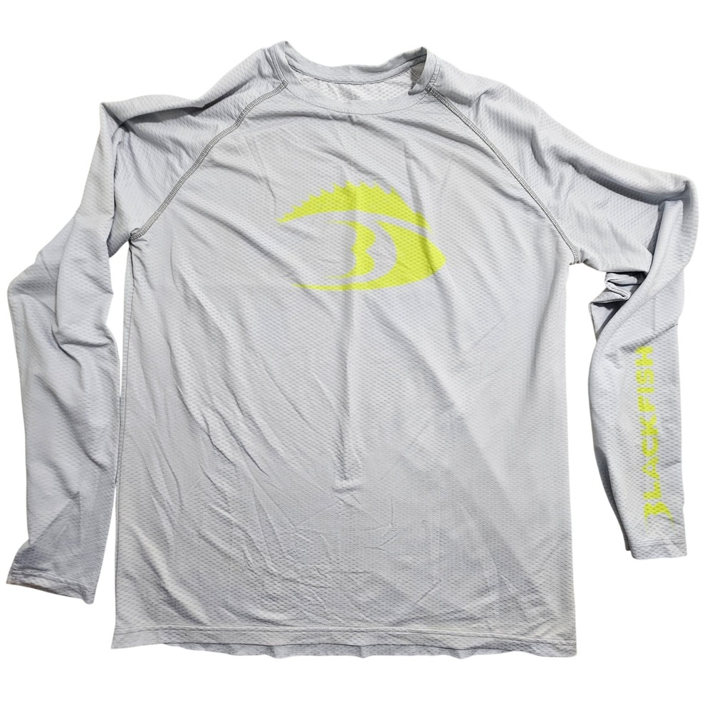 Blackfish Performance Shirt Mens XL Light Grey Neon Yellow Long Sleeve Fishing *
